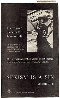 Sexism is a sin - ad from the Forward